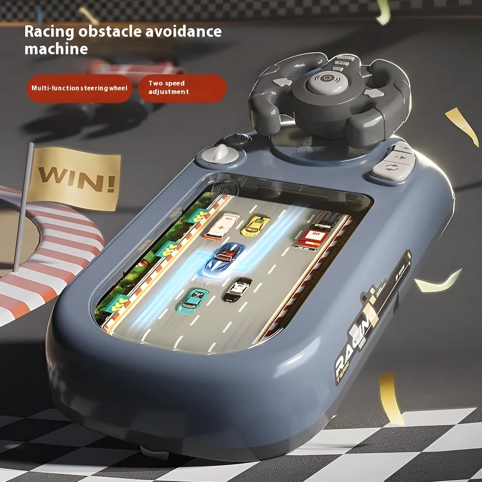 Adventure puzzle steering wheel toy desktop game in blue for children aged 4-6