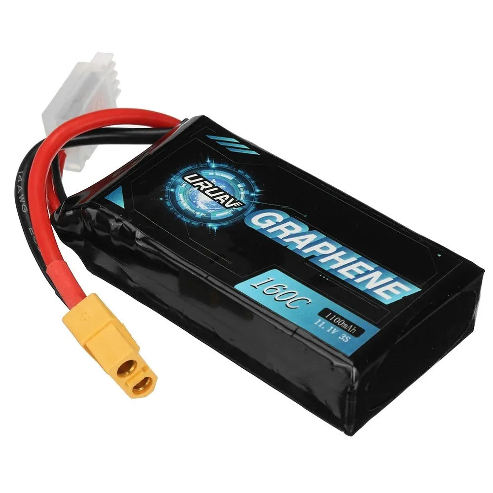 7.4V 1200mAh lithium polymer RC battery for model cars and boats.