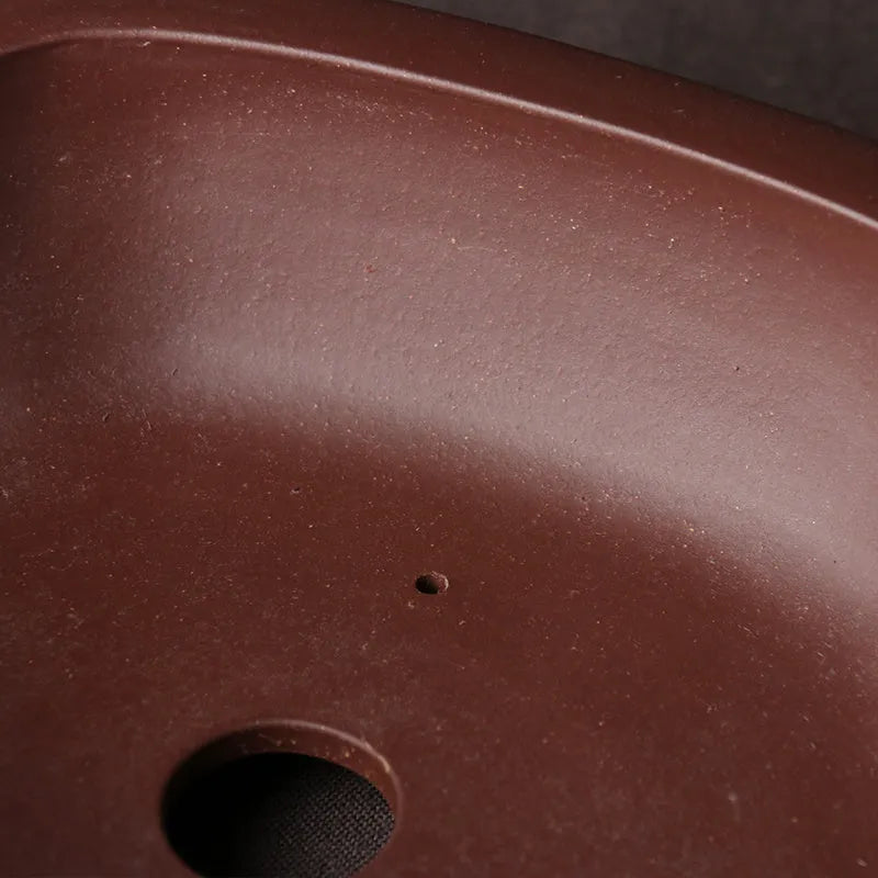 Handmade purple clay ceramic bonsai basin with classical Chinese styling