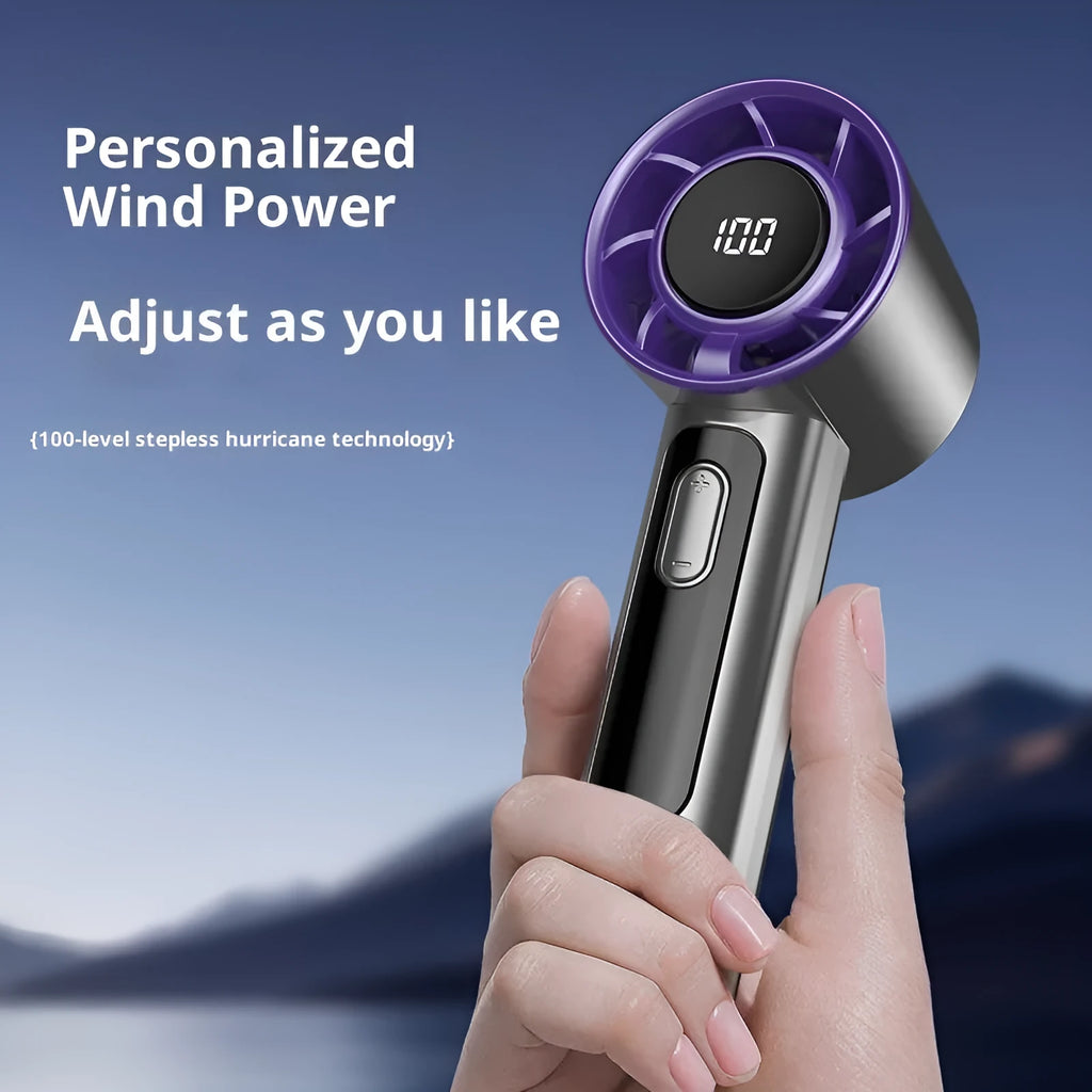 USB mini portable rechargeable R1 handheld fan in grey, pink or beige with six speed gears