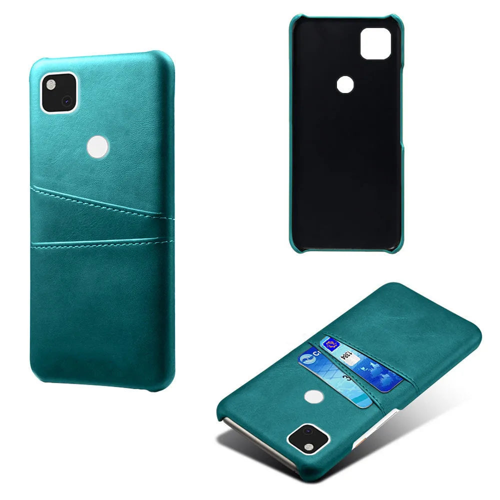 Nine colour options of PC leather phone case for Pixel 4a with card slots and oil-edge finish