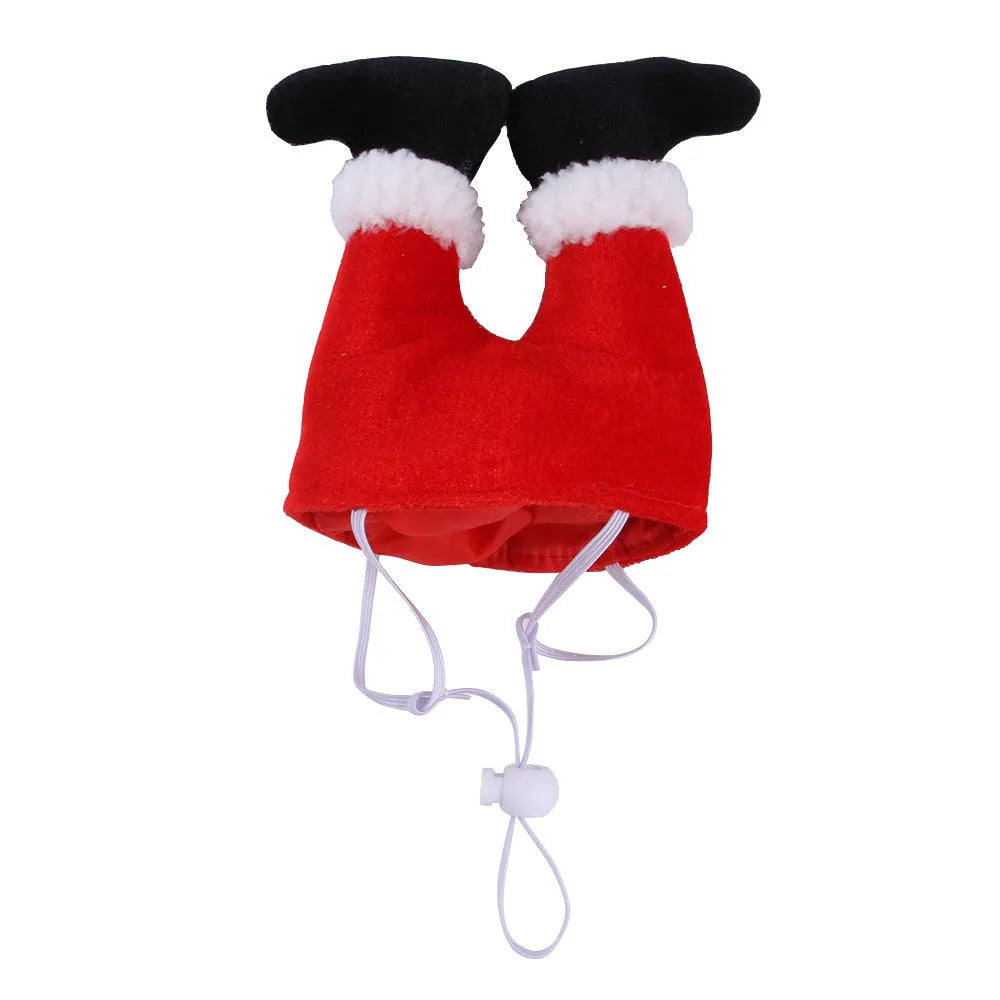 Red polyester Christmas hat for small dogs and cats, one size 20x17x5 cm