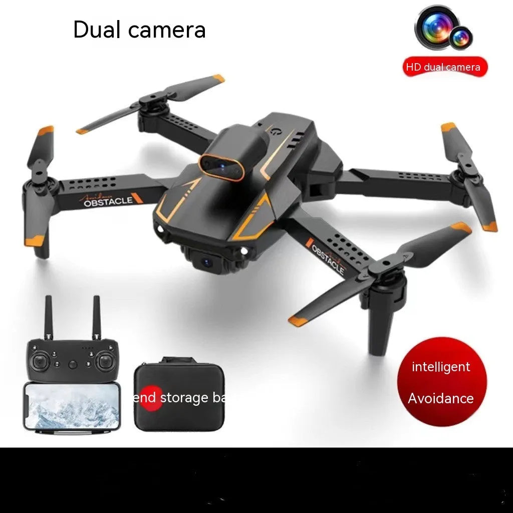 S91 folding obstacle avoidance HD drone in Matte Black, expanded size 28.5x20x6.5cm, for aerial photography.