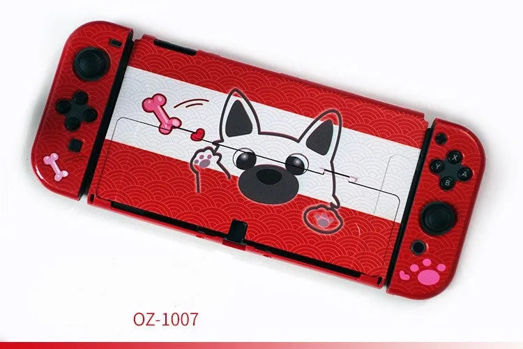 Nintendo Switch OLED hard protective case in decorative shell pattern with analogue caps
