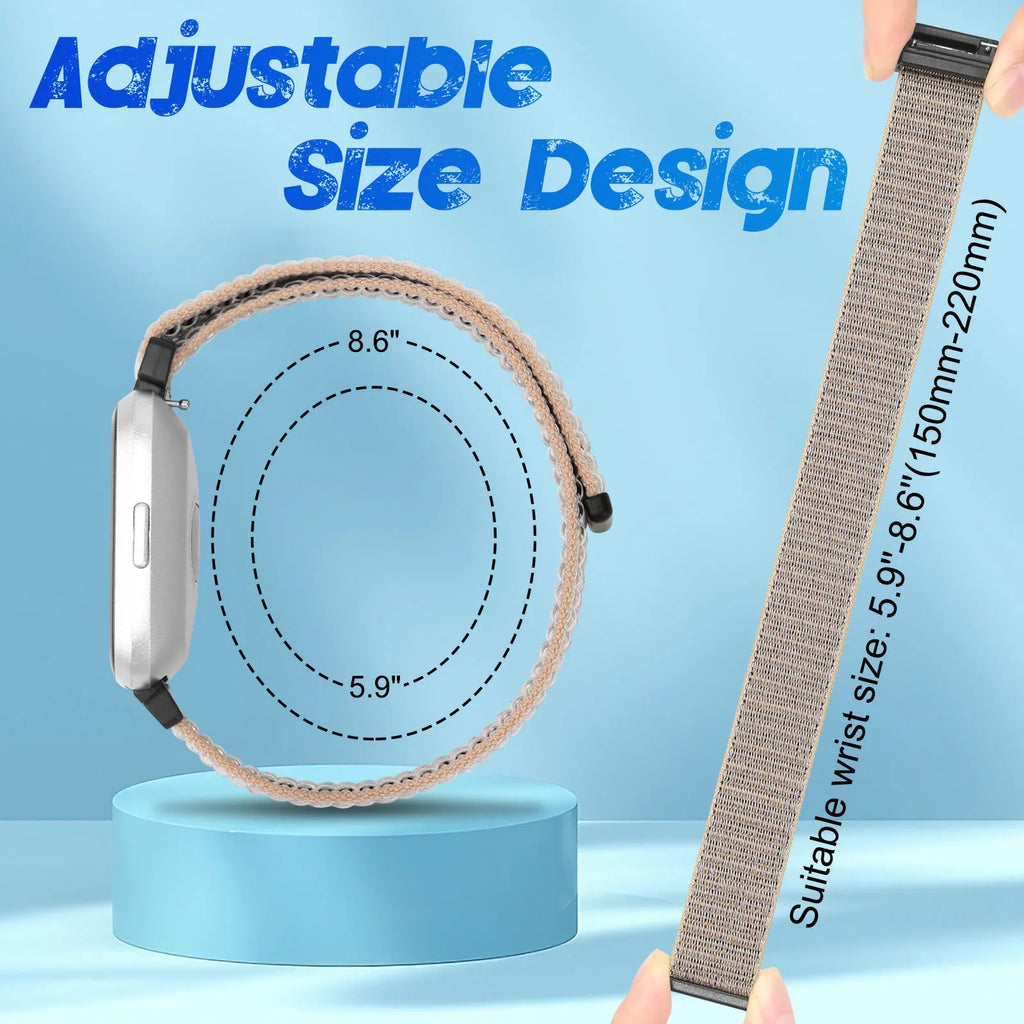 Nylon loop velcro watch band for Fitbit Versa 2 Sense 2 in black