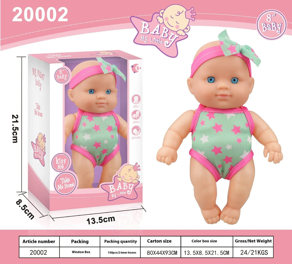 Detailed vinyl simulation baby doll figurine collectible model in display pose