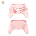 Wireless game controller in pink with USB charging cable, compatible with Switch PC Tesla