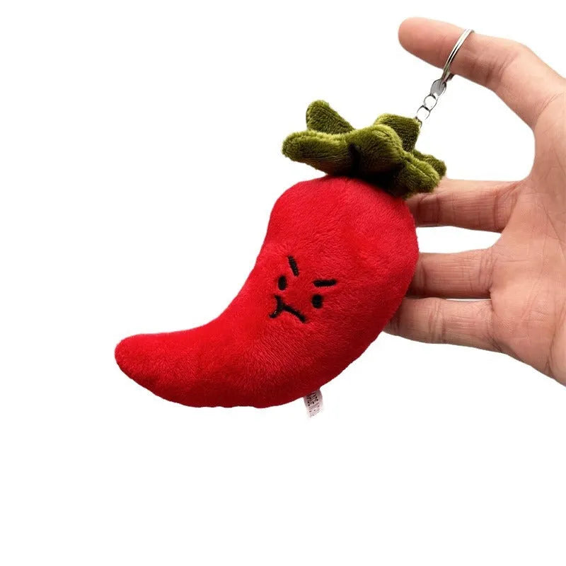 Funny Vegetable Series plush keychain with onion garlic and broccoli pendant in super soft short plush
