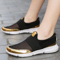 Women's low-top casual sneakers in blue, black, or grey with mesh lining and a PU midsole.