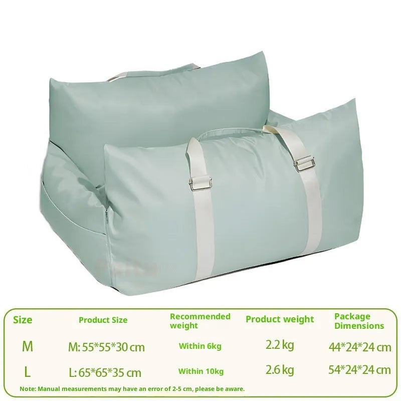 Waterproof non-slip car kennel for dogs in olive green double seat size 65x65x35 cm