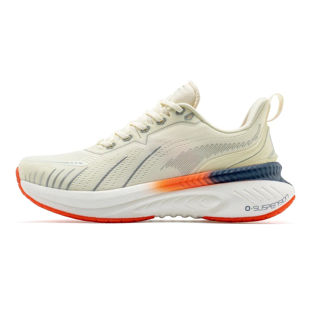 Low-top running sneakers with embroidered detail on a breathable mesh upper and rubber sole.
