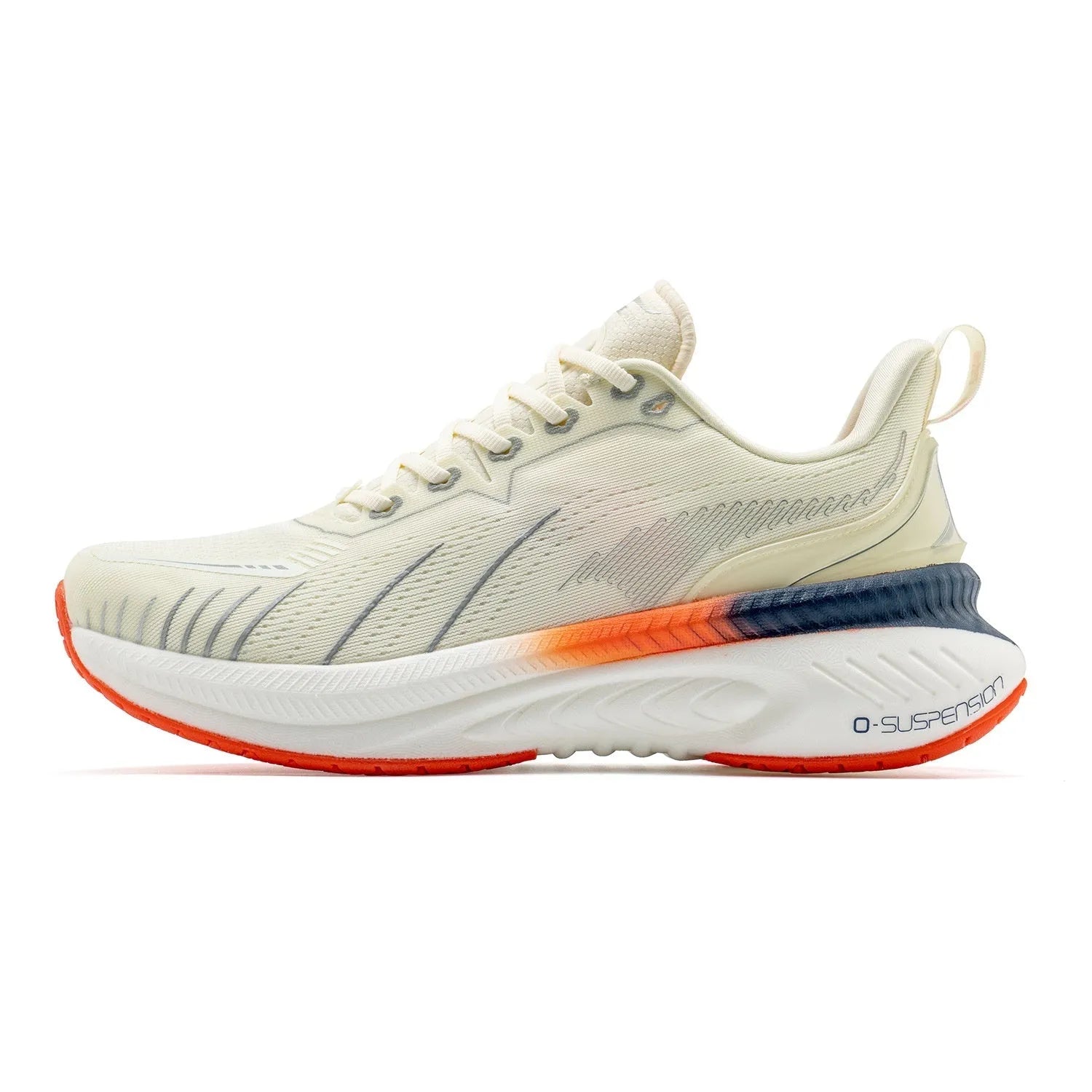 Low-top running sneakers with embroidered detail on a breathable mesh upper and rubber sole.