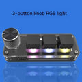 Black and white programmable macro keyboard with RGB backlight showing 15cm size next to USB cable