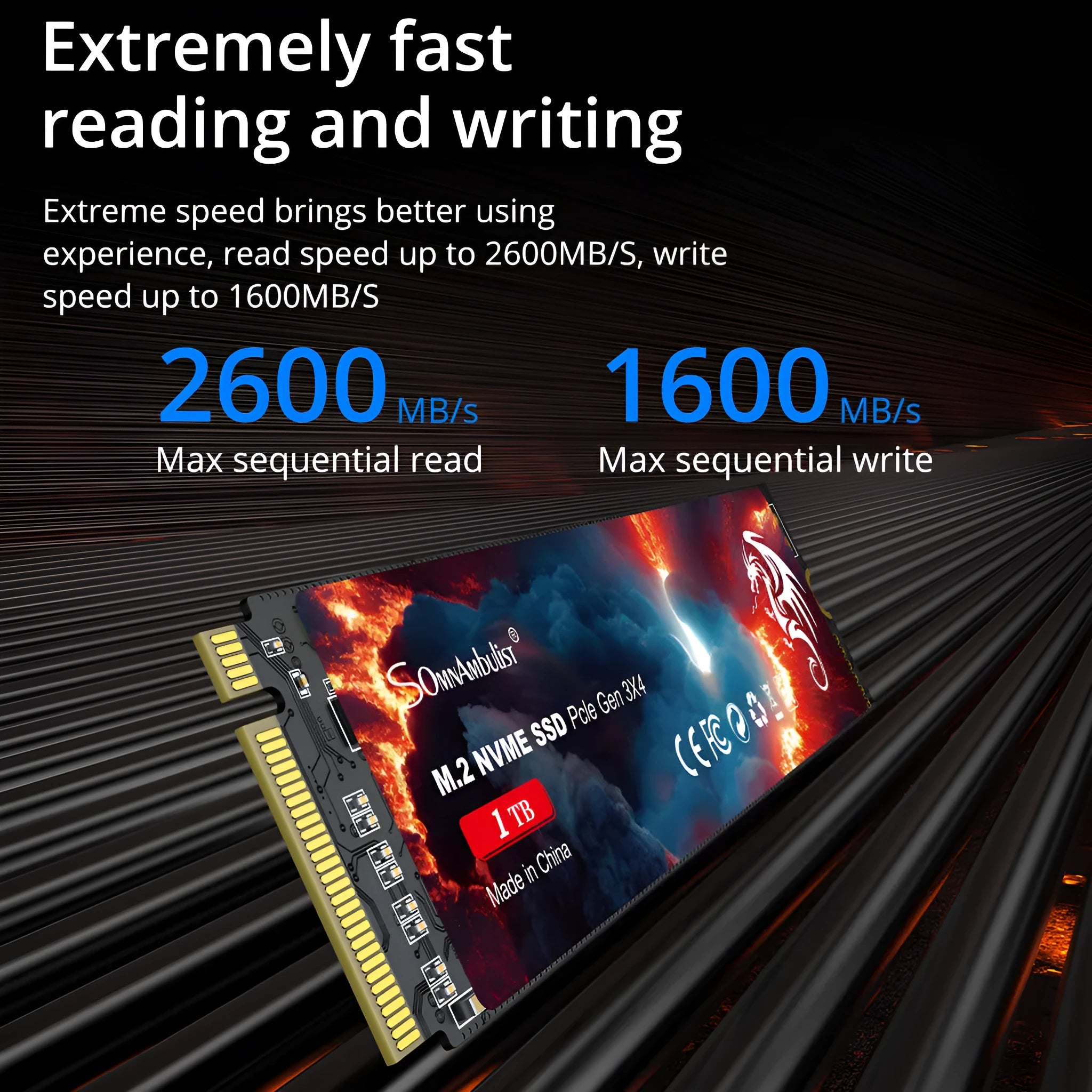 M.2 solid state drive for desktop computers with PCIe 3.0 interface and multiple capacity options