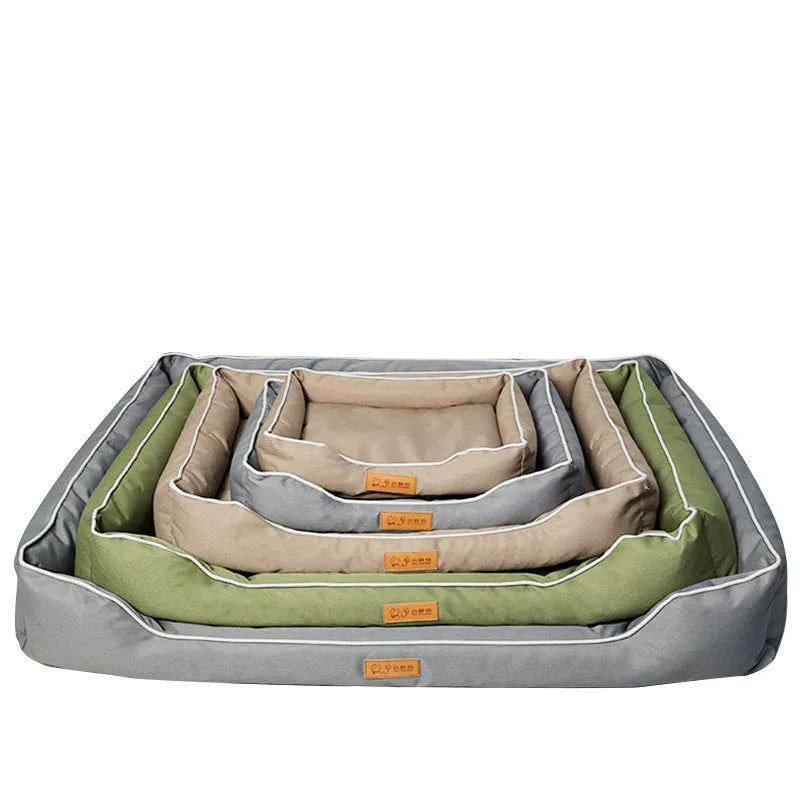 Durable Oxford fabric dog bed with removable washable cover in Oxford Gray, suitable for indoor use