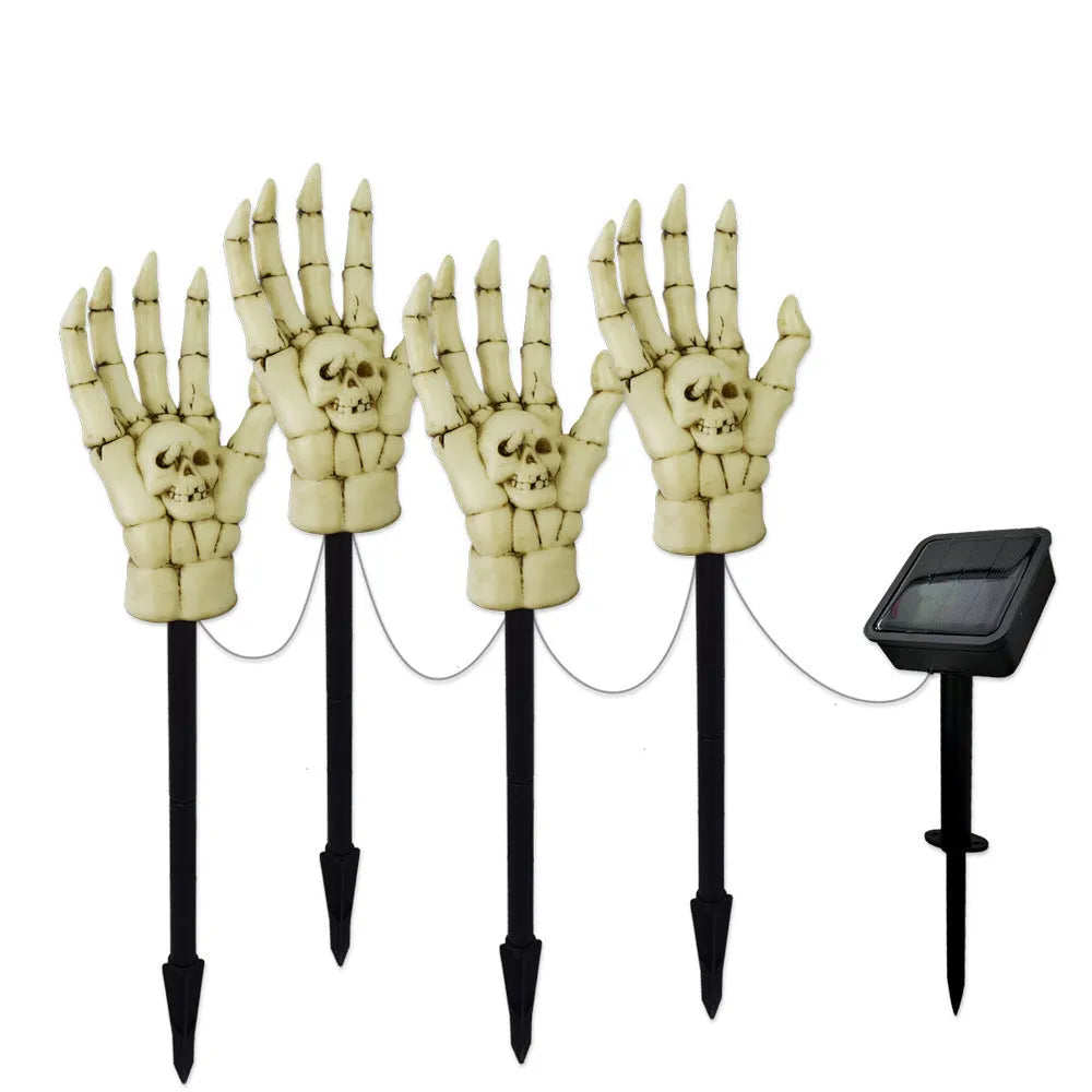 Halloween ghost hand solar light with plastic construction and IP55 waterproof rating for garden decoration