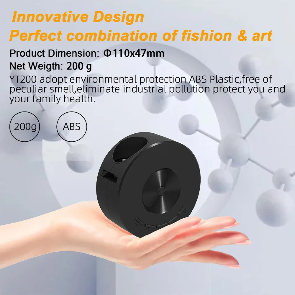 Black mini portable projector for mobile phone projection with compact 110x110x47mm dimensions