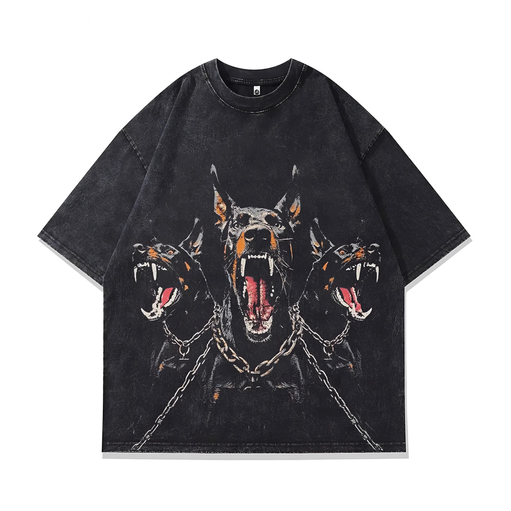 Men's short sleeve cotton T-shirt with character pattern print in loose summer fit