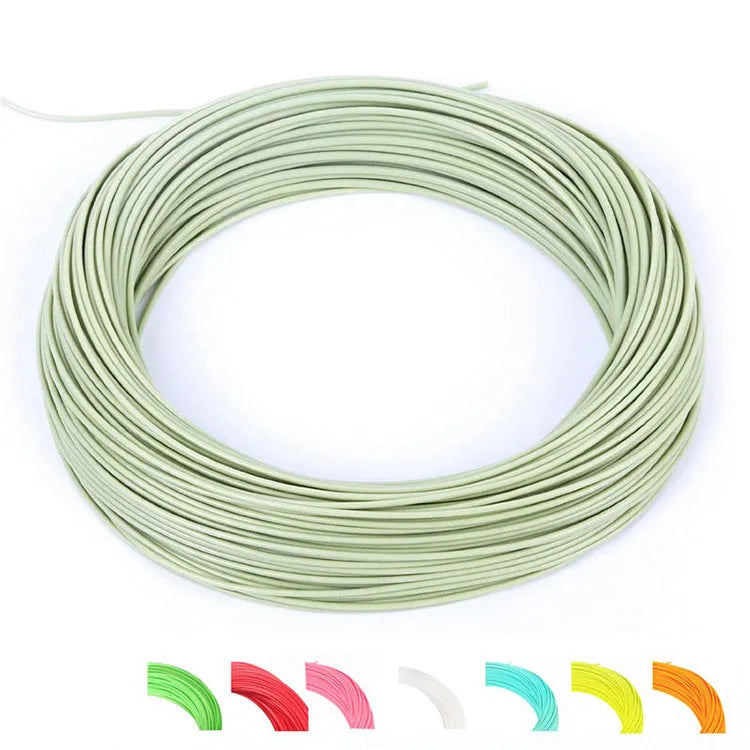 Floating nylon fly fishing line, 100ft spool, weight forward WF3F to WF8F, in Fluorescent Yellow, Orange and six other colours.