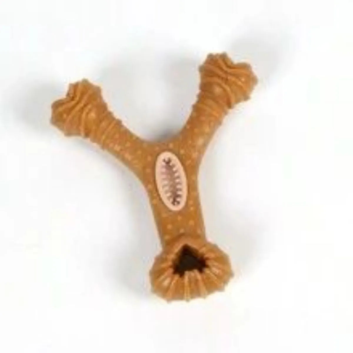 Durable rubber dog chew bone toy for teeth cleaning, shown in 8-shape and Y-shape designs.
