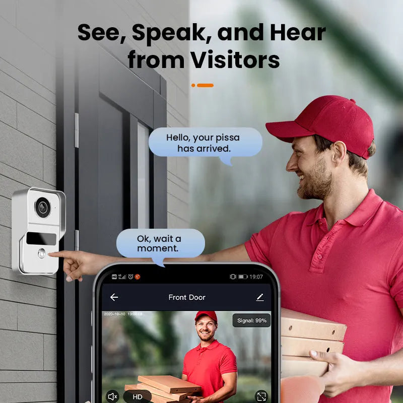1080P video intercom doorbell system with 10-inch colour display and outdoor camera unit