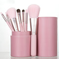 7-piece makeup brush set with Nylon bristles wooden handles and storage bucket in Classic Purple