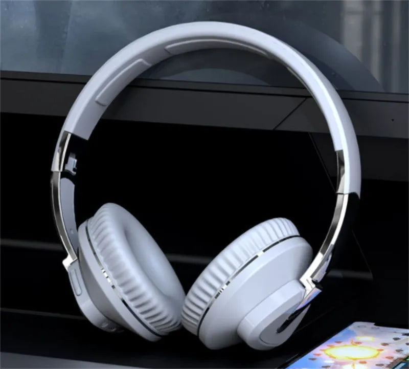 Wireless over-ear headset in black, white, blue, or khaki with all-inclusive ear cups and multiple connectivity options