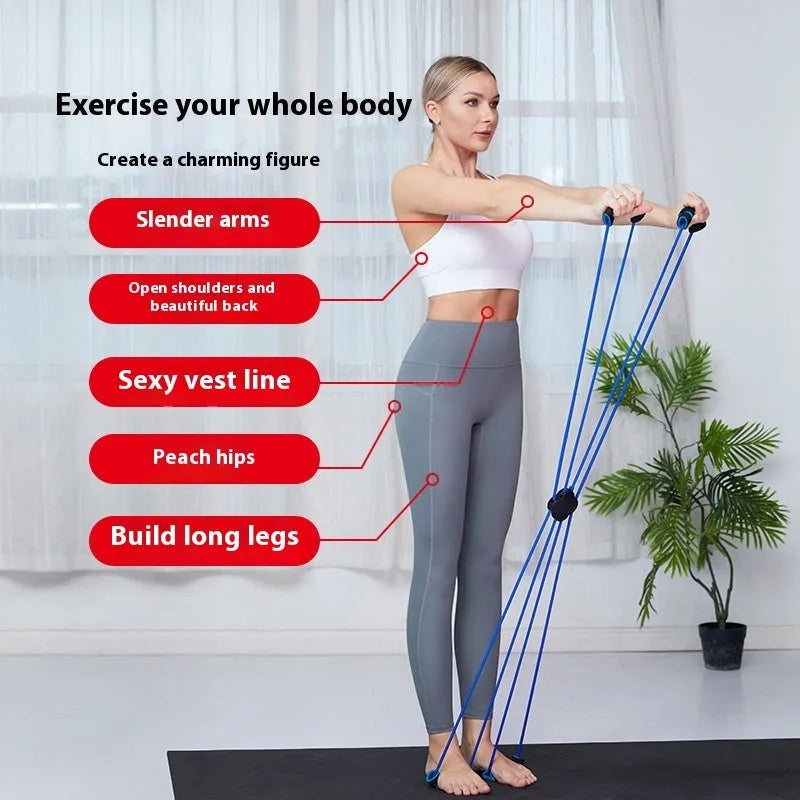 Blue eight-character TPR shoulder puller for female fitness training