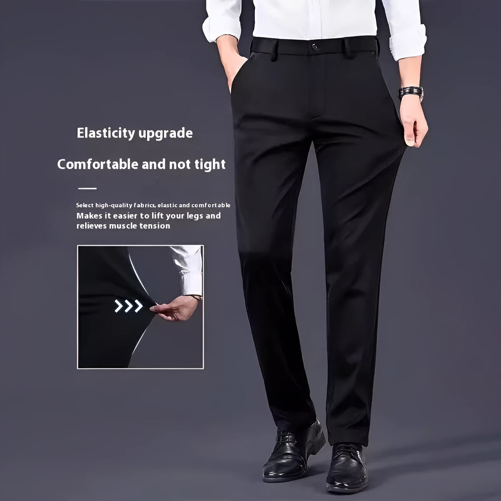 Men's business casual trousers in X11 Navy Blue, straight leg with micro elasticity, polyester blend