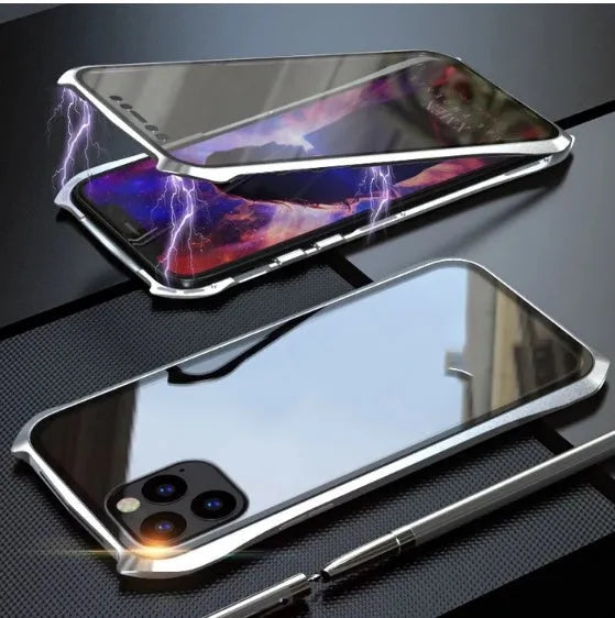 Glass Magnetic King Protective Cover for iPhone 11 in black, red, blue, and silver colours