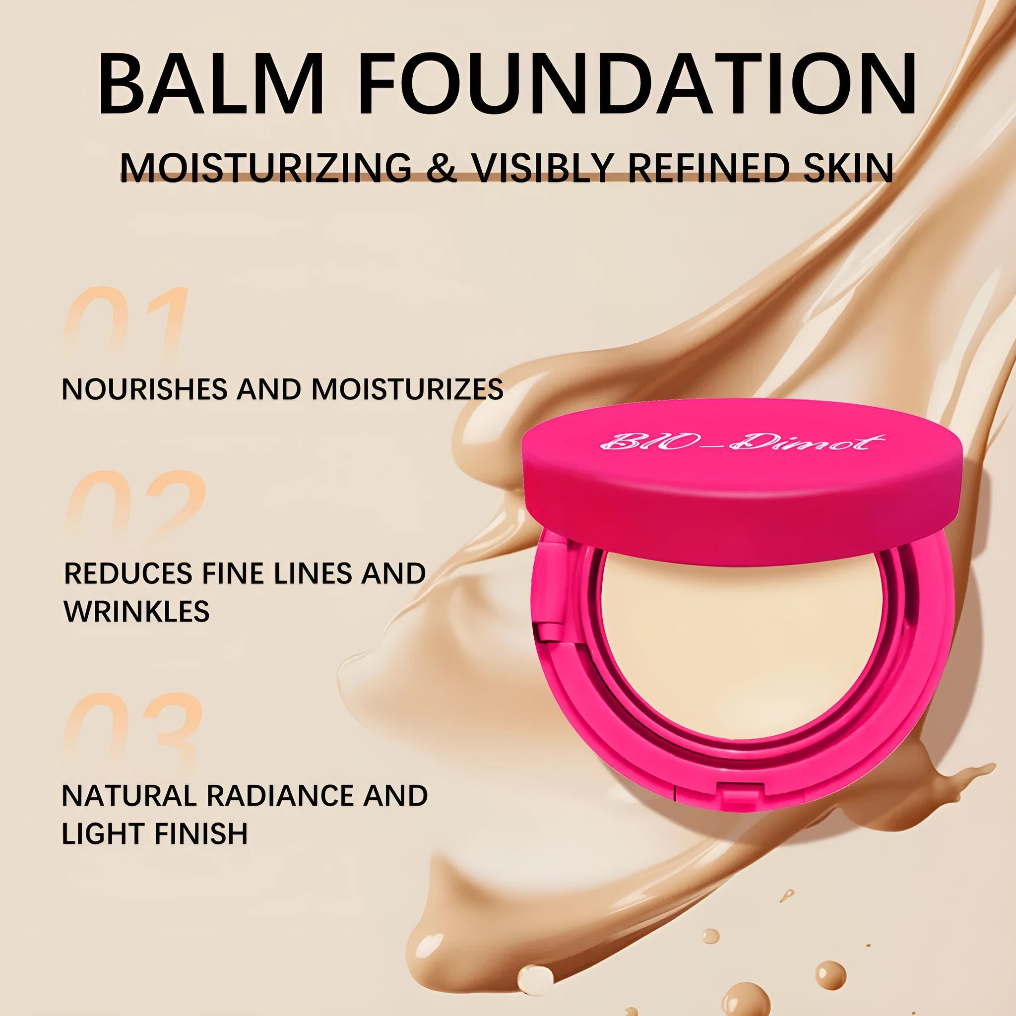 20g bottle of lightweight moisturising liquid foundation in four colour options