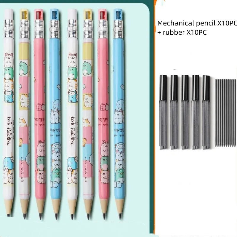 Children's cartoon-themed mechanical pencil with 2.0mm thick lead and plastic construction