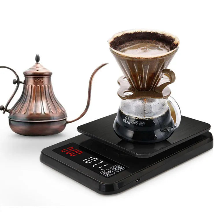 Pour-over coffee scale, electronic kitchen scale with 3kg 5kg 10kg options, battery or USB power, 20x14.5x3cm