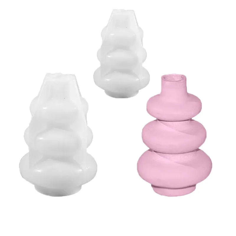 Three layer circle vase ornament silicone mold for baking and craft projects