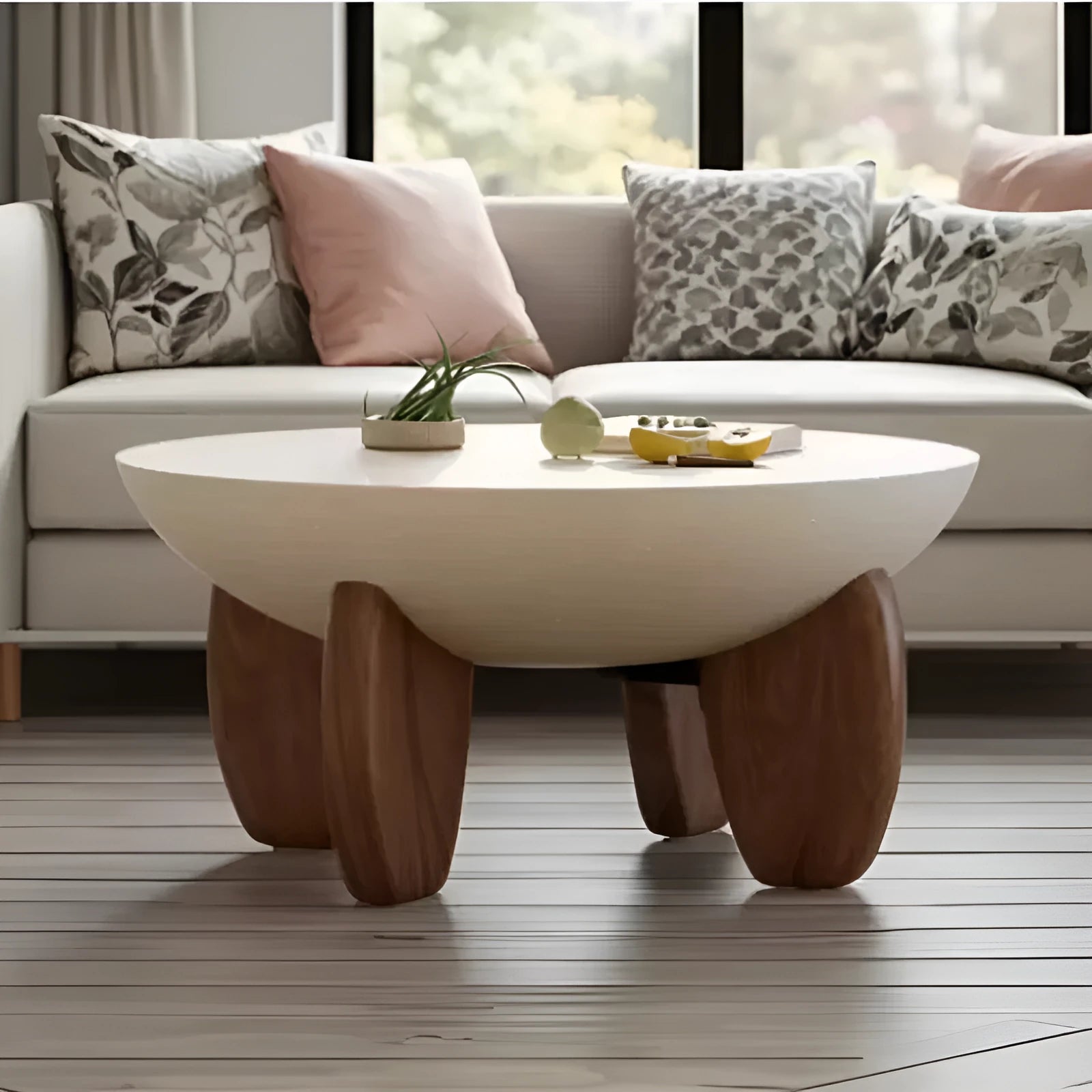 A white solid wood coffee table with adjustable legs and hidden storage compartments.