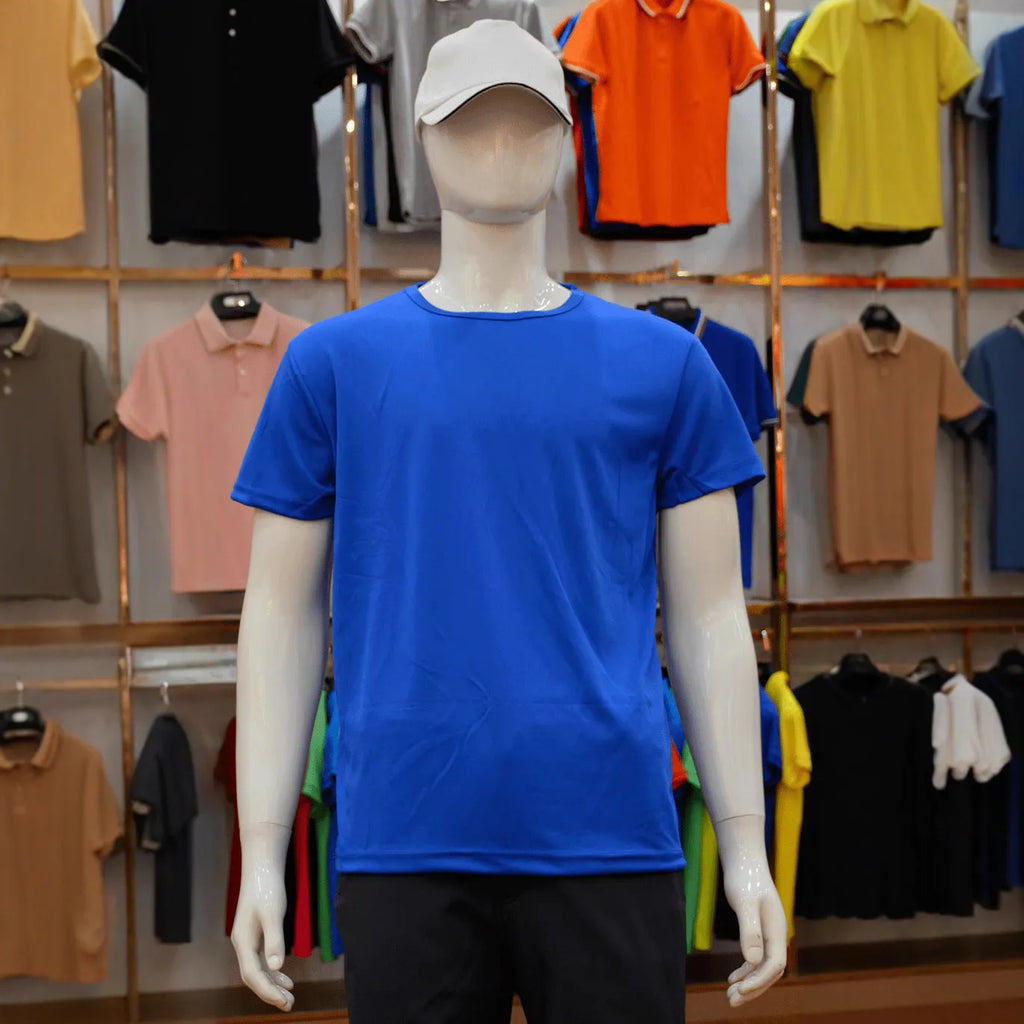 Slim fit short sleeve T-shirt in quick-dry viscose polyester fabric showing colour options