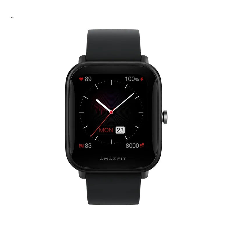Smart watch with green silicone strap showing blood oxygen monitoring on a colour screen