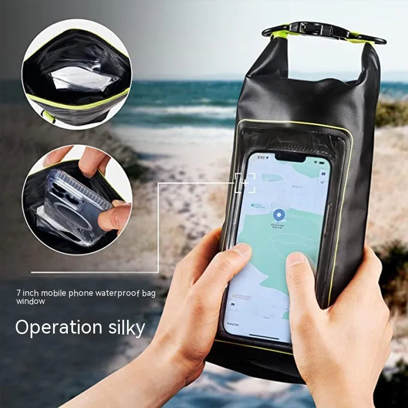 2L PVC waterproof dry bag for mobile phone protection during swimming and beach activities