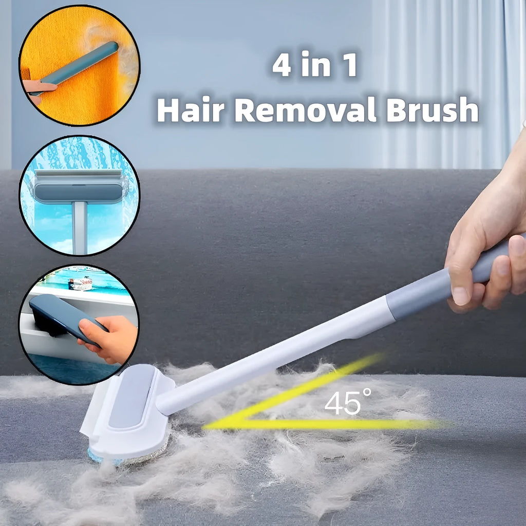 Multifunctional 4-in-1 pet hair removal brush cleaner for window screens, clothes and tiles with flannel surface