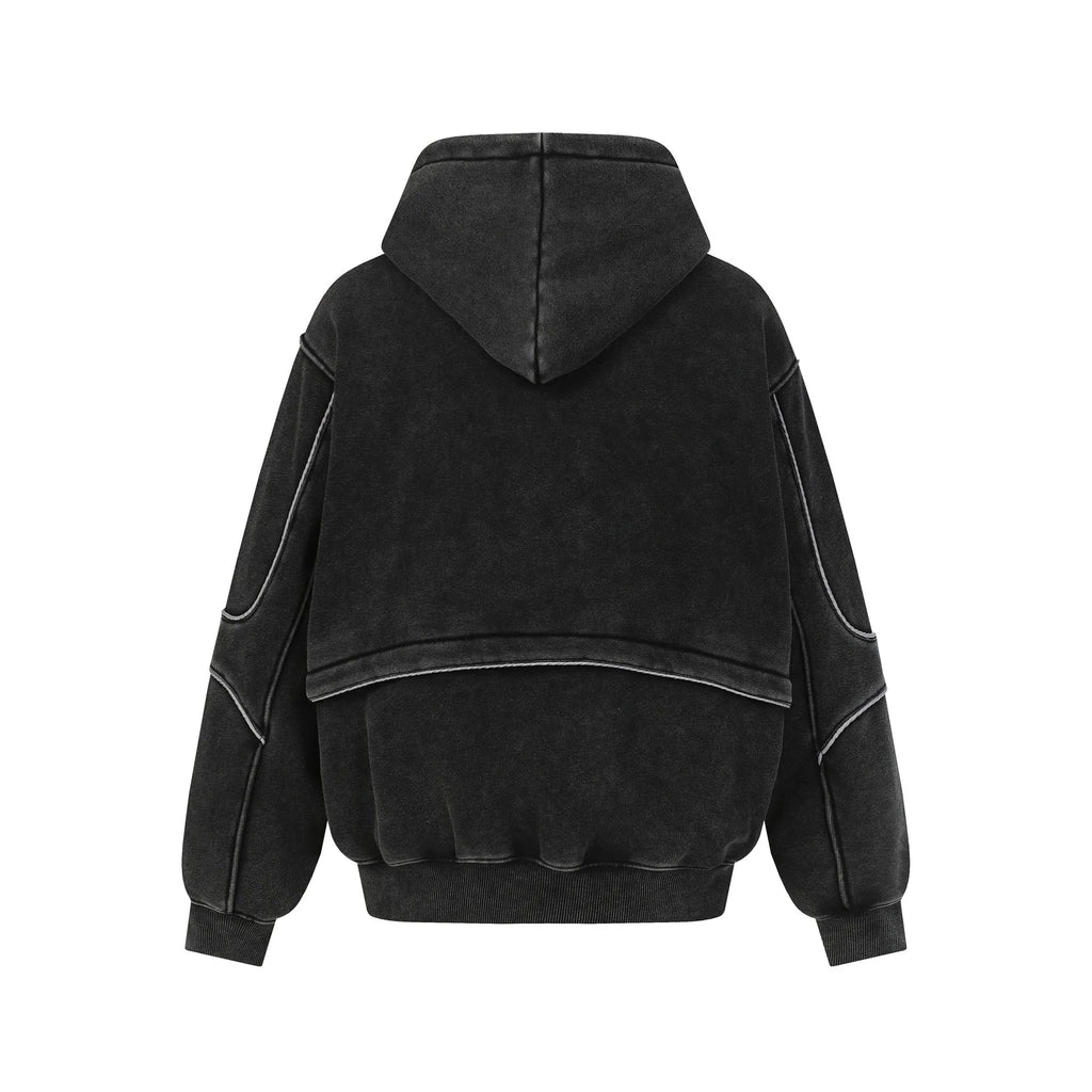 Loose fleece-lined cotton pullover sweatshirt in Dark Gray for men and women, front view