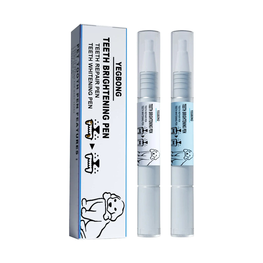 Pet teeth whitening pen set with applicator and dental brushes for dog and cat tartar removal