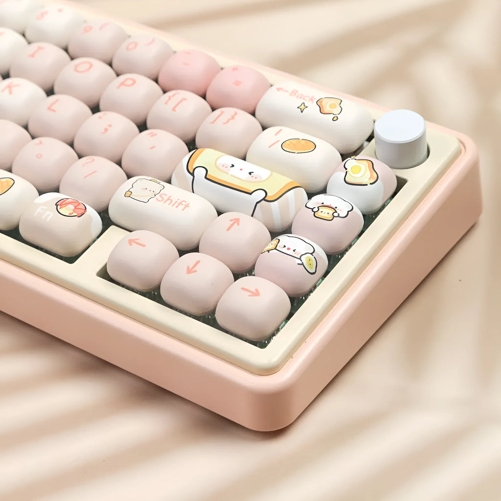 Complete set of PBT mechanical keyboard key caps with thermal sublimation printing in coordinated colours