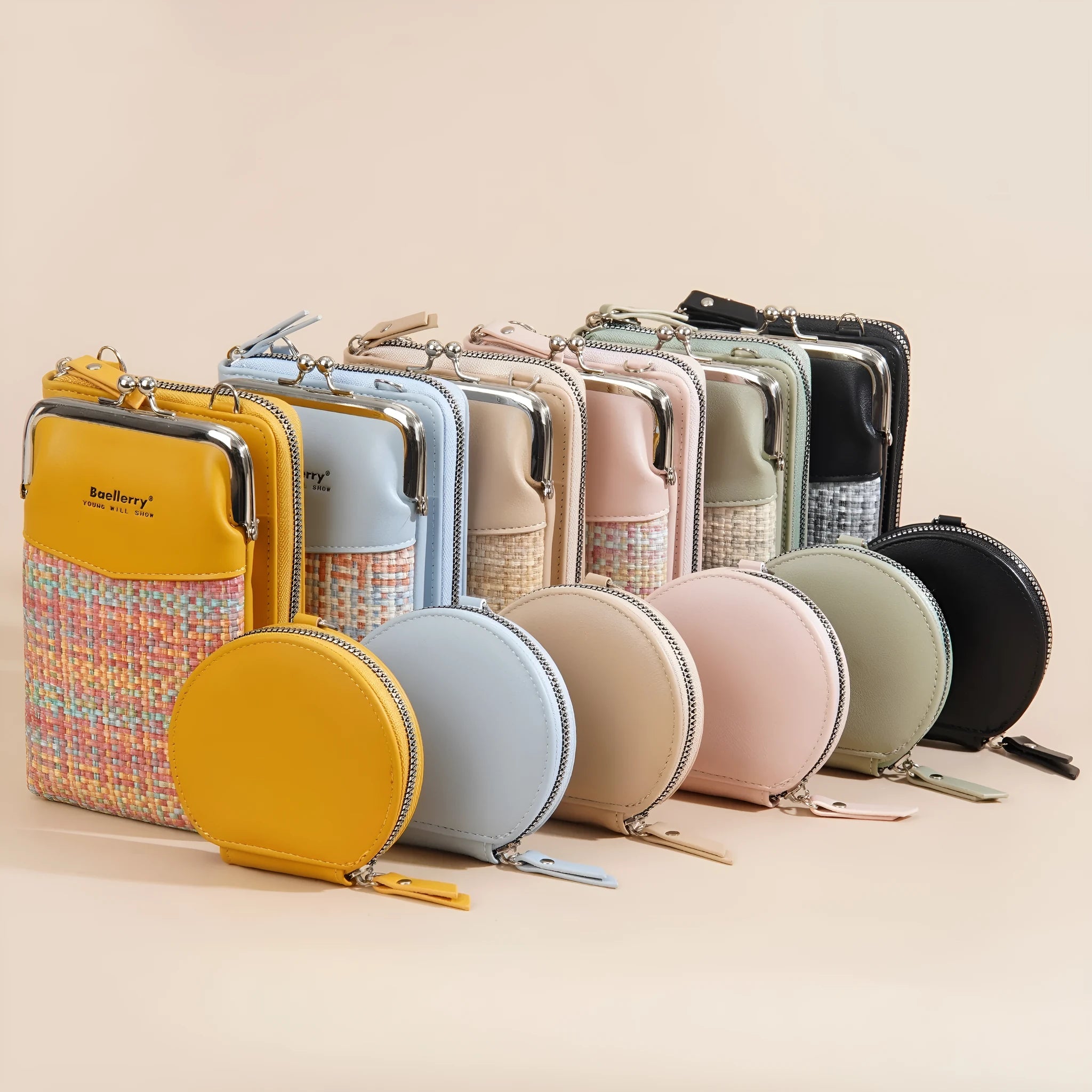 Women's crossbody phone bag in square vertical design, available in six colours