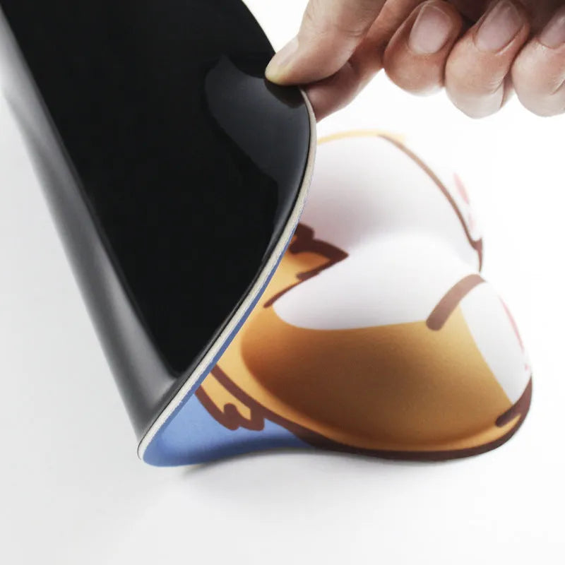 Corgi anime wrist support mouse pad, 295x200x25mm, single-sided rubber, non-slip base, six styles