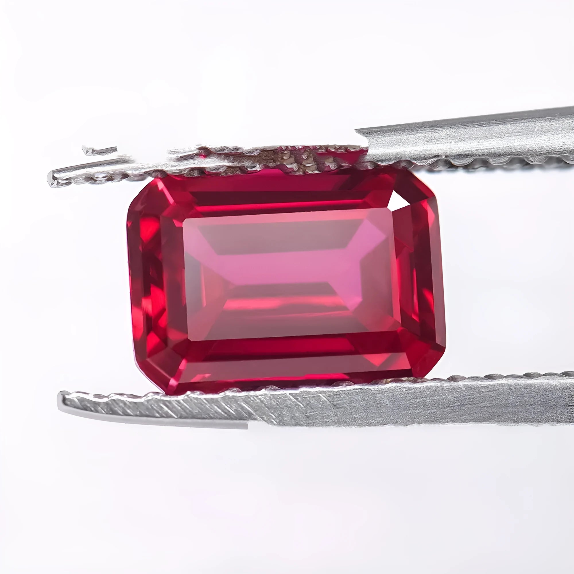 Cultured pigeon blood red ruby gemstone in multiple carat weights and cut styles