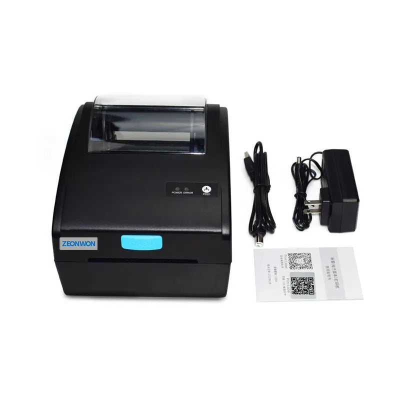 White compact Bluetooth heat-sensitive label printer with USB port