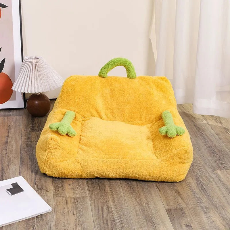 Multi-colour cartoon pet nest in coffee colour, sofa style for small cats and dogs