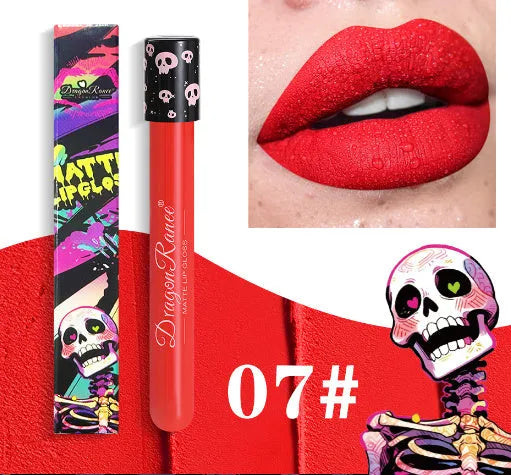 Halloween DR160 skull test tube lip gloss with waterproof matte formula in 12 shade options
