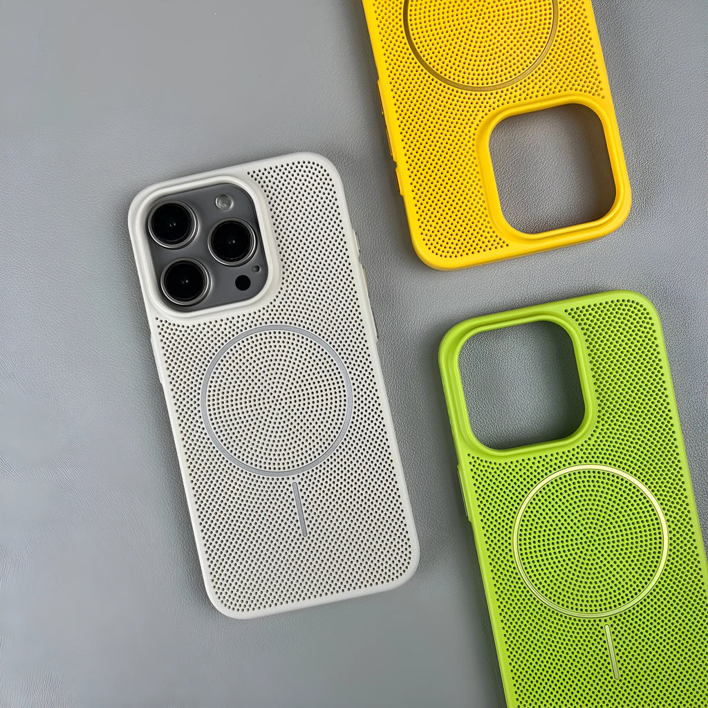 Thin frosted magnetic hard phone case for iPhone, shown in green colour.