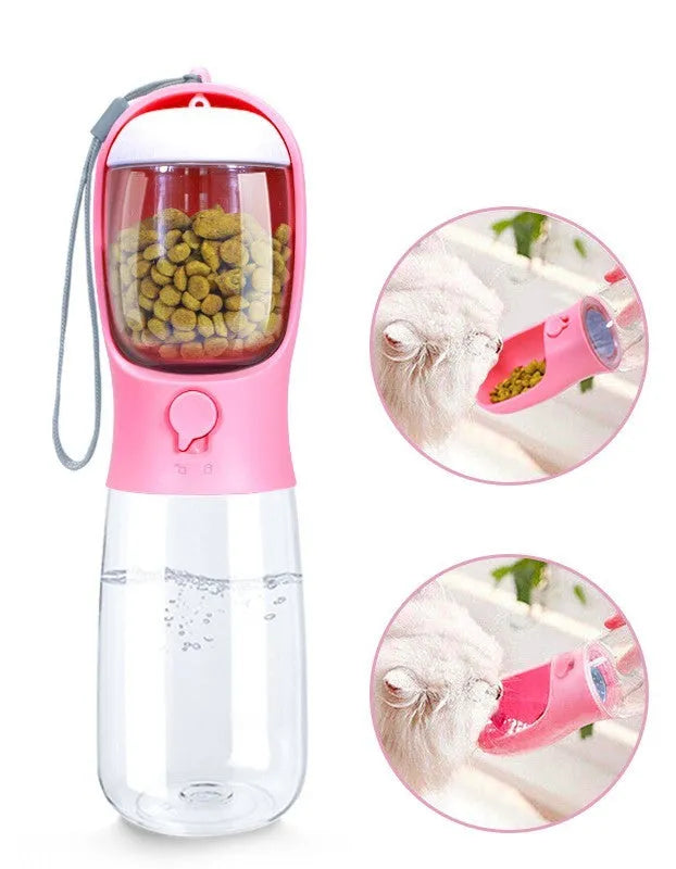 Portable plastic pet water cup for cats and dogs with detachable 550ML capacity in milk white colour